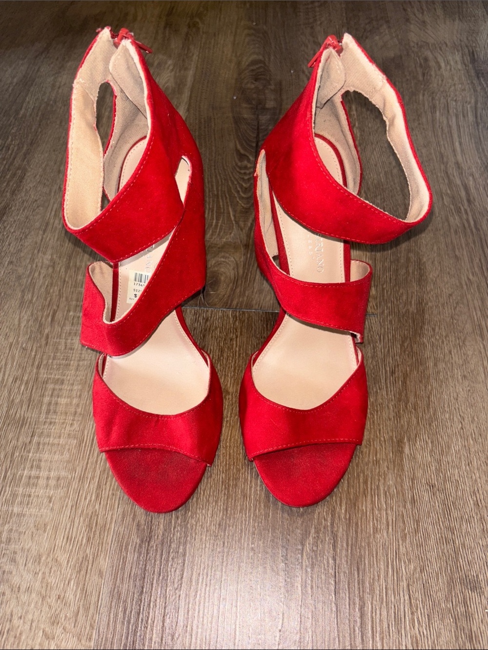 Christian Siriano Red Suede Strappy Heels